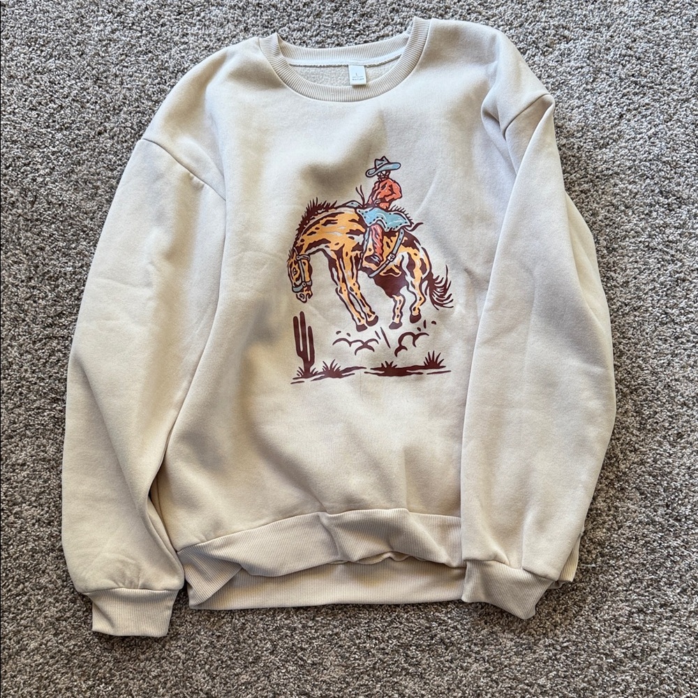 Cowboy Graphic Beige Sweater